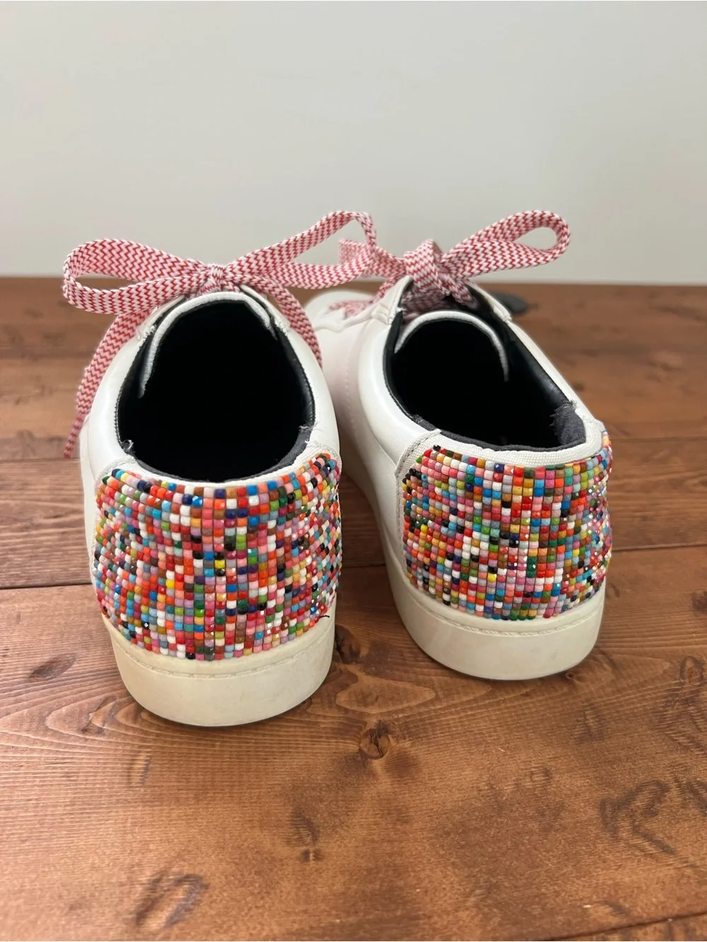Circus by Sam Edelman White Sneakers Rainbow Beaded Heel Women’s 8